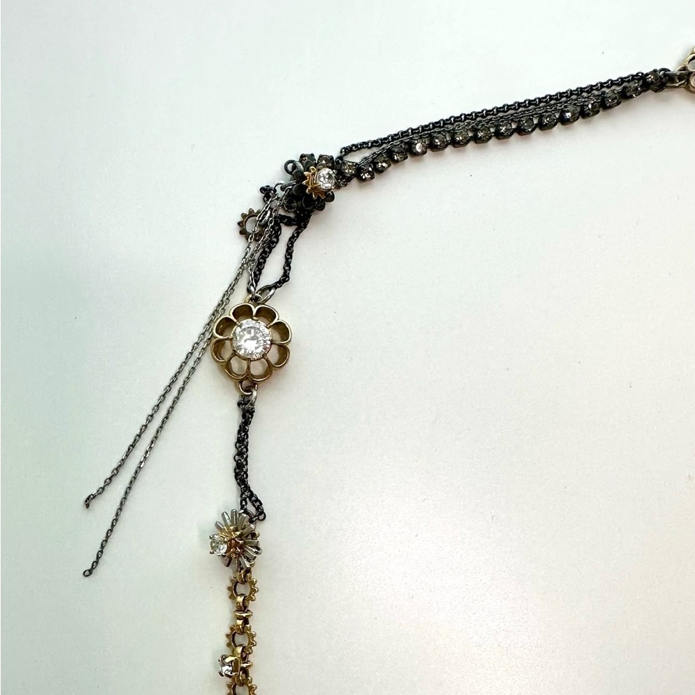 Juicy Couture Chunky Charm Silver Gold Black Tone Crystal Statement Necklace - Picture 4 of 16